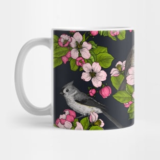 Birds and Blossoms on black Mug